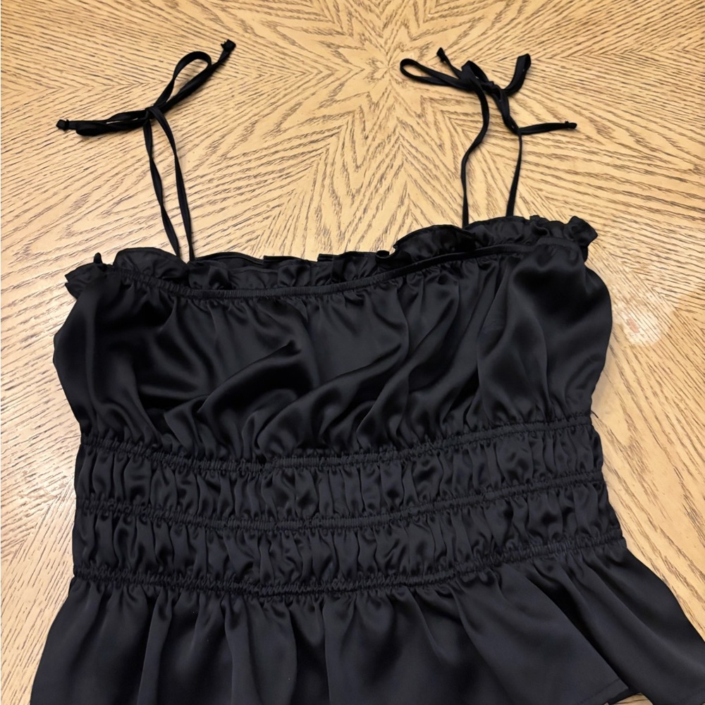 Chic Black Satin Top